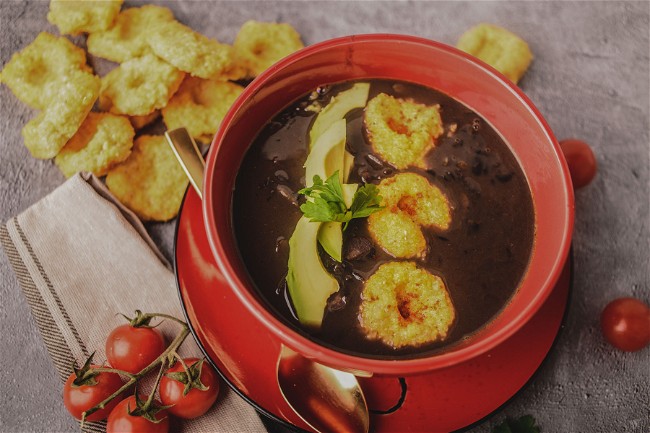 Image of Black Bean Soup with Masa Dumplings